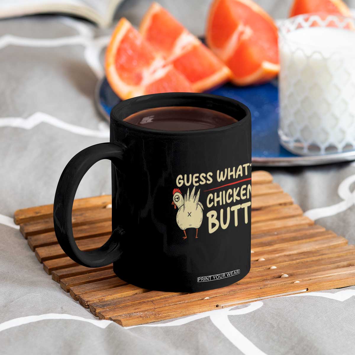 Guess What Chicken Butt Coffee Mug Funny Chicken Farmer Farming TS10 Print Your Wear