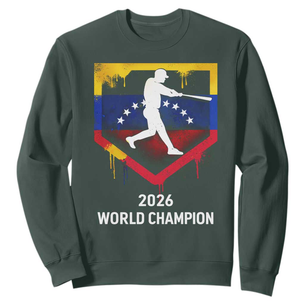 Venezuela Baseball 2026 Sweatshirt Venezuelan Flag Baseball Fan Gift TS10 Dark Forest Green Print Your Wear