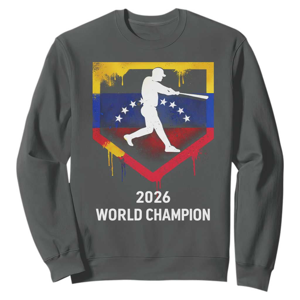 Venezuela Baseball 2026 Sweatshirt Venezuelan Flag Baseball Fan Gift TS10 Dark Heather Print Your Wear