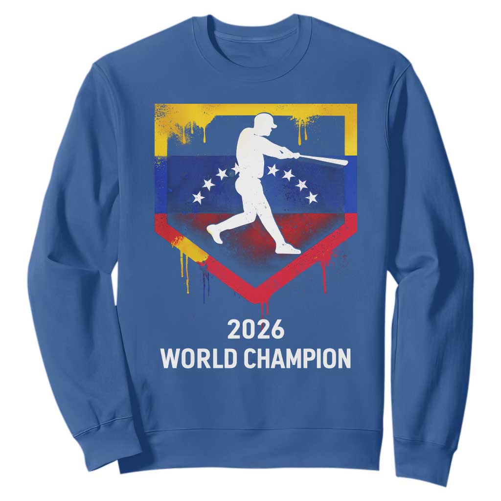 Venezuela Baseball 2026 Sweatshirt Venezuelan Flag Baseball Fan Gift TS10 Royal Blue Print Your Wear