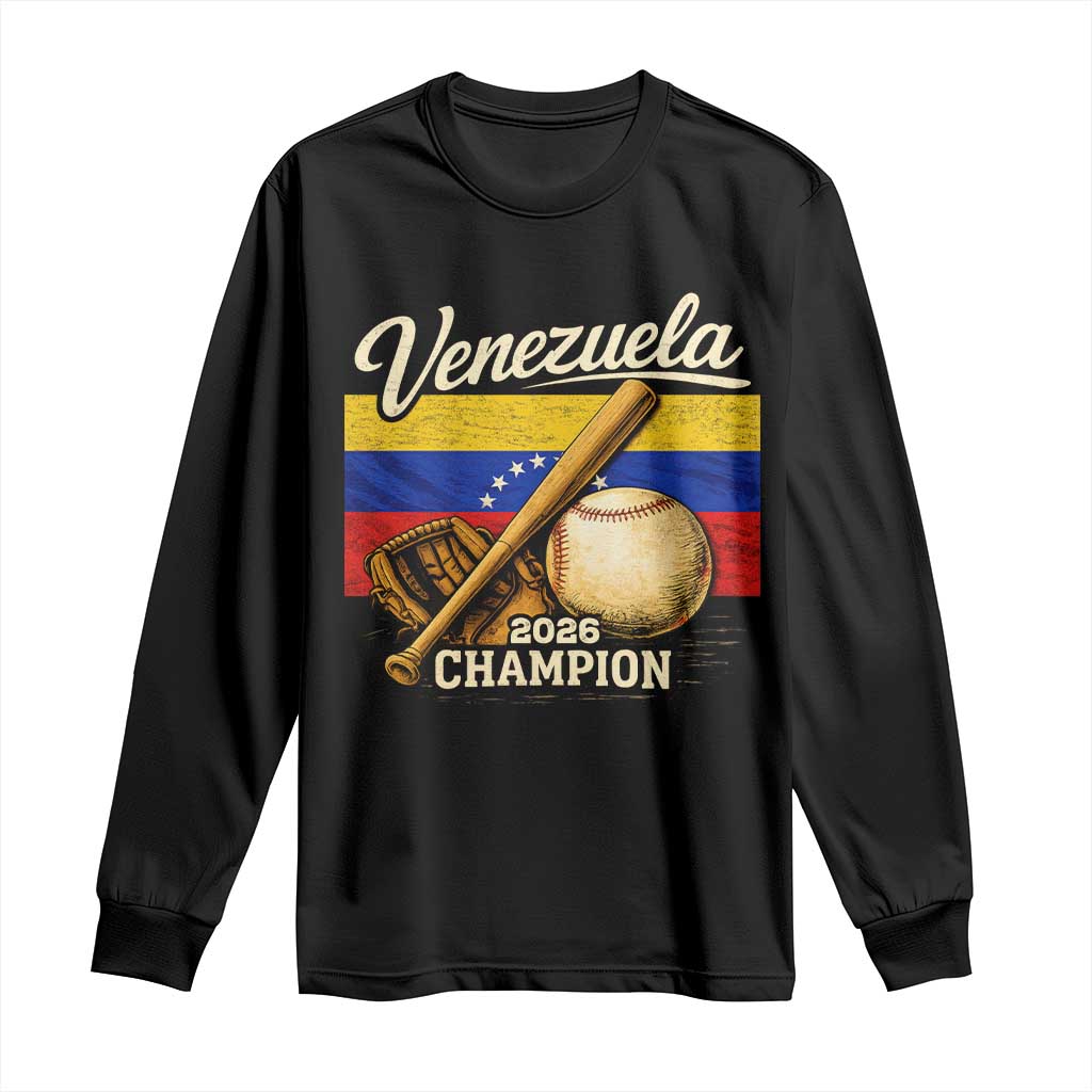 Venezuela Baseball 2026 Long Sleeve Shirt Champions Vintage Venezuelan Flag Baseball Fan Gift TS10 Black Print Your Wear