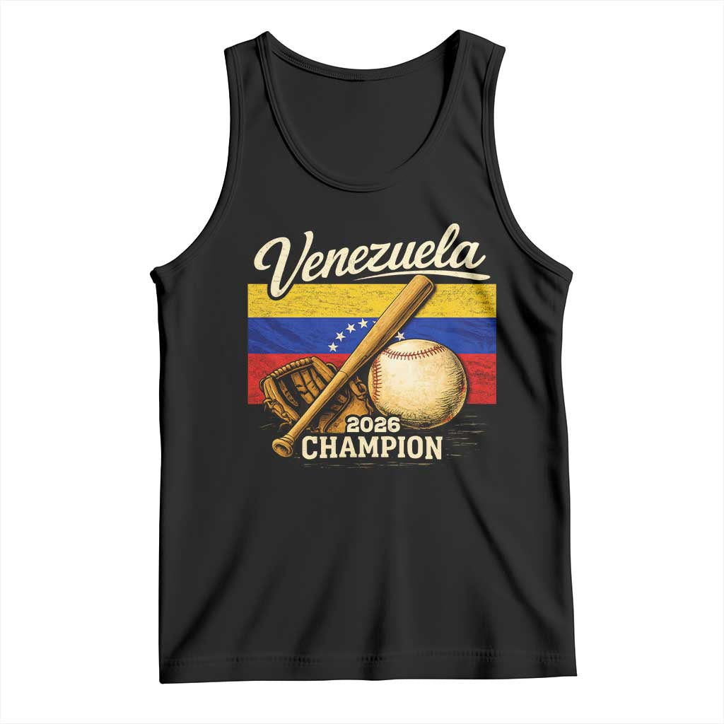 Venezuela Baseball 2026 Tank Top Champions Vintage Venezuelan Flag Baseball Fan Gift TS10 Black Print Your Wear