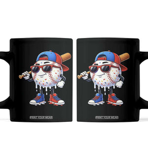 Baseball Drip Ice Cream Coffee Mug Youth Drip Baseball Boys Kid Red White And Blue TS10 Black Print Your Wear