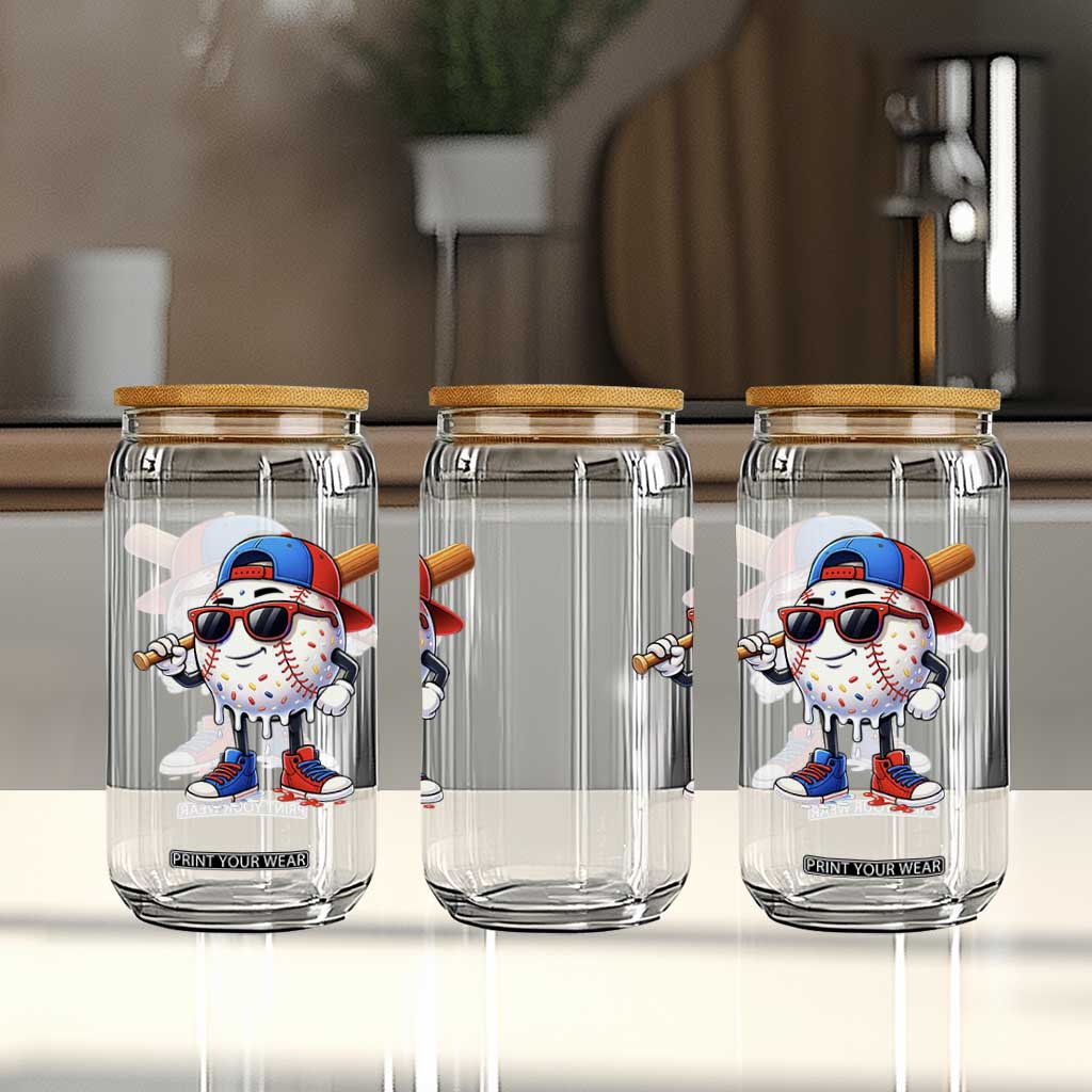Baseball Drip Ice Cream Glass Can Youth Drip Baseball Boys Kid Red White And Blue TS10 Print Your Wear