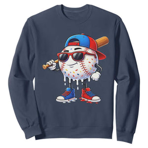 Baseball Drip Ice Cream Sweatshirt Youth Drip Baseball Boys Kid Red White And Blue TS10 Navy Print Your Wear