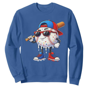 Baseball Drip Ice Cream Sweatshirt Youth Drip Baseball Boys Kid Red White And Blue TS10 Royal Blue Print Your Wear