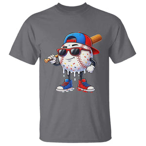 Baseball Drip Ice Cream T Shirt Youth Drip Baseball Boys Kid Red White And Blue TS10 Charcoal Print Your Wear