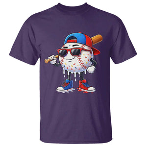 Baseball Drip Ice Cream T Shirt Youth Drip Baseball Boys Kid Red White And Blue TS10 Purple Print Your Wear