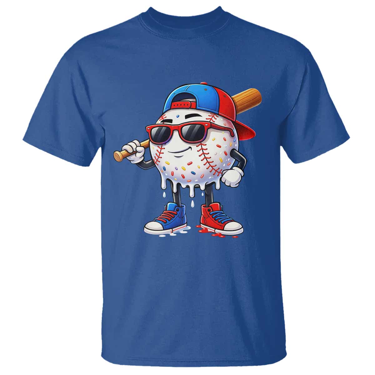 Baseball Drip Ice Cream T Shirt Youth Drip Baseball Boys Kid Red White And Blue TS10 Royal Blue Print Your Wear