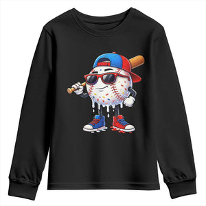 Baseball Drip Ice Cream Youth Sweatshirt Youth Drip Baseball Boys Kid Red White And Blue TS10 Black Print Your Wear