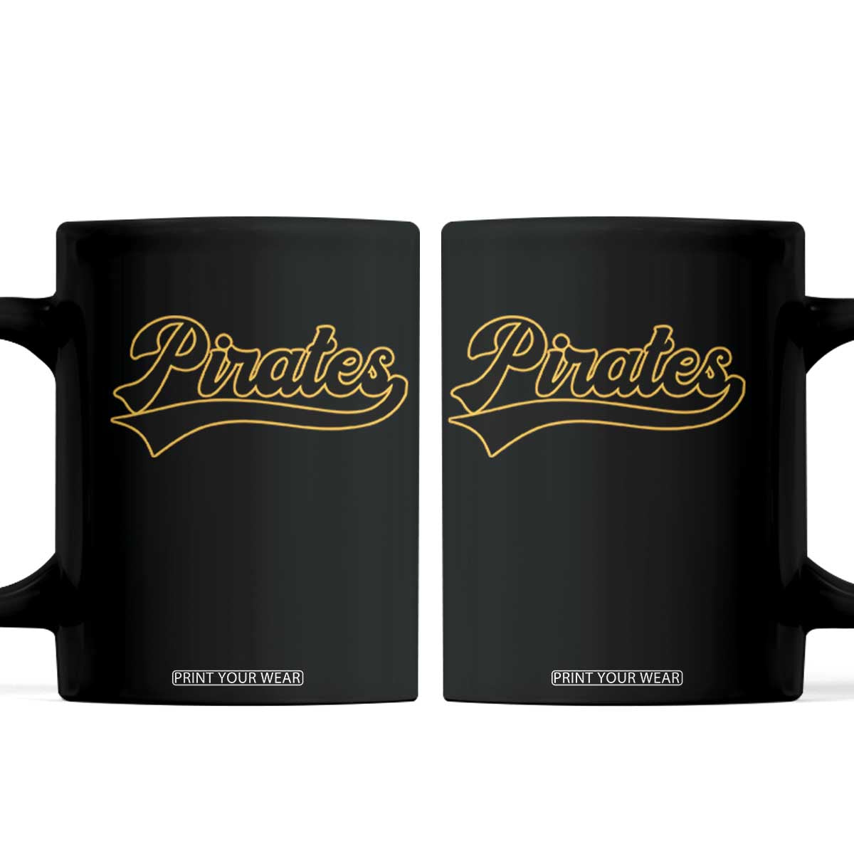 Vintage Pirates Coffee Mug Varsity Script Retro Sports Jersey Style Baseball Fans TS10 Black Print Your Wear