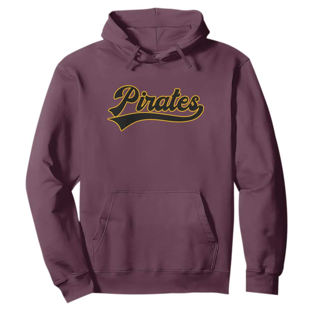 Vintage Pirates Hoodie Varsity Script Retro Sports Jersey Style Baseball Fans TS10 Maroon Print Your Wear