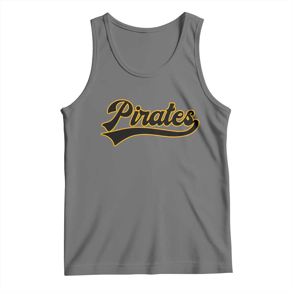 Vintage Pirates Tank Top Varsity Script Retro Sports Jersey Style Baseball Fans TS10 Black Heather Print Your Wear