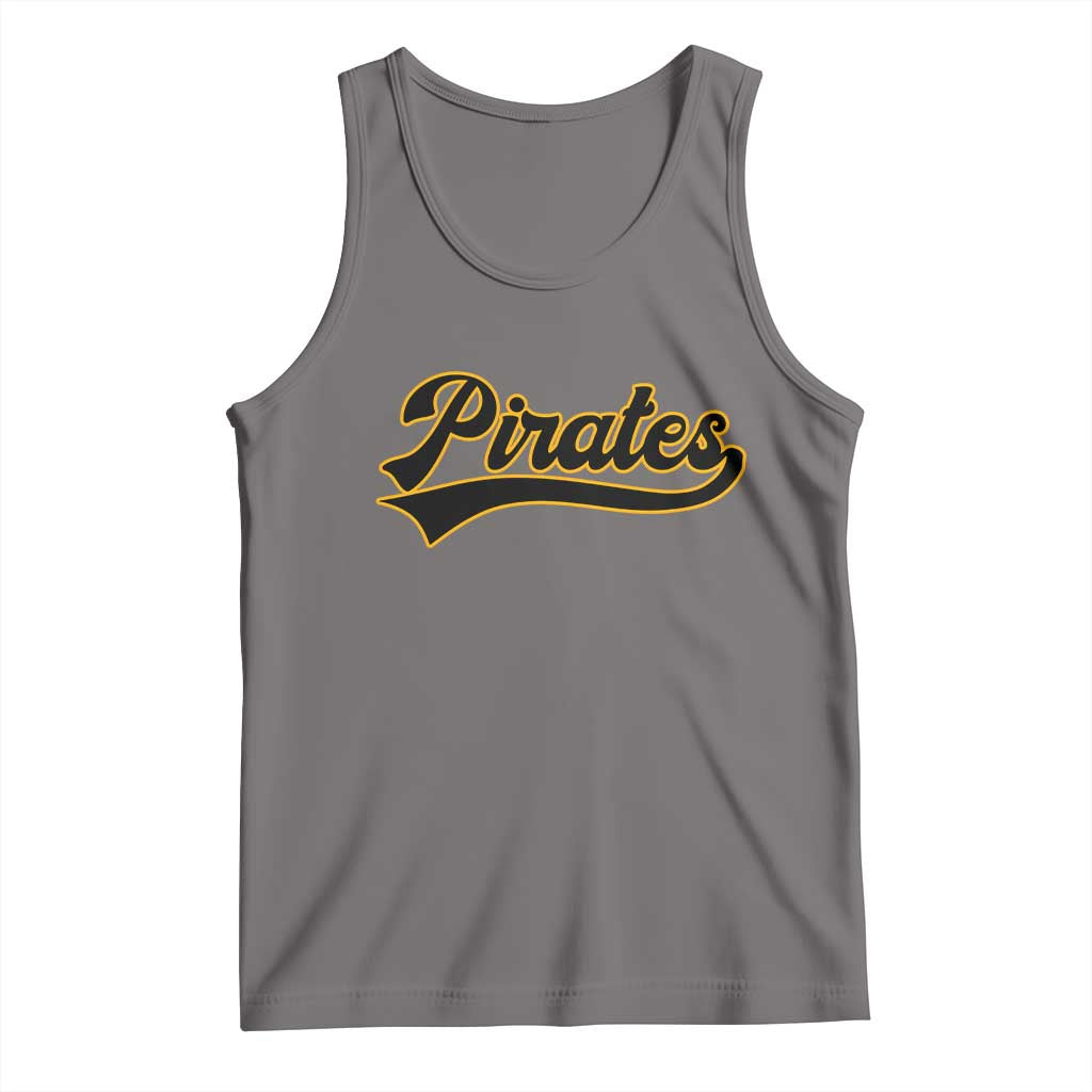 Vintage Pirates Tank Top Varsity Script Retro Sports Jersey Style Baseball Fans TS10 Deep Heather Print Your Wear