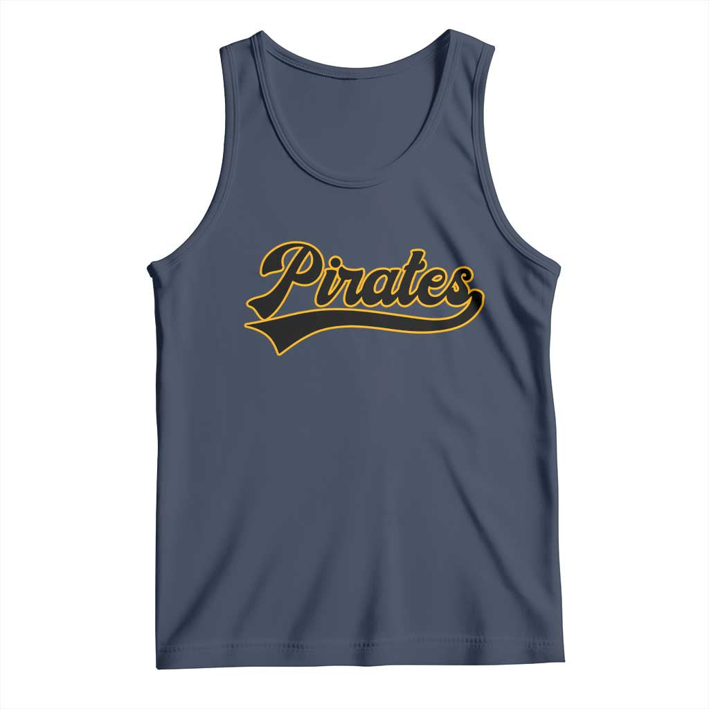 Vintage Pirates Tank Top Varsity Script Retro Sports Jersey Style Baseball Fans TS10 Navy Print Your Wear