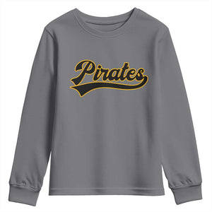 Vintage Pirates Youth Sweatshirt Varsity Script Retro Sports Jersey Style Baseball Fans TS10 Charcoal Print Your Wear