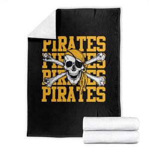 Retro Pirates Throw Blanket Vintage Retro Skull Crossbones Baseball Fans TS10 Black Print Your Wear
