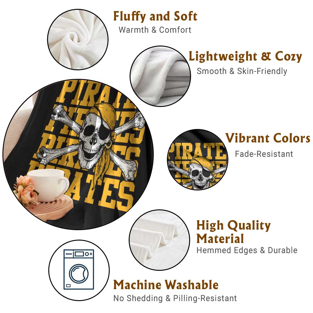 Retro Pirates Throw Blanket Vintage Retro Skull Crossbones Baseball Fans TS10 Print Your Wear