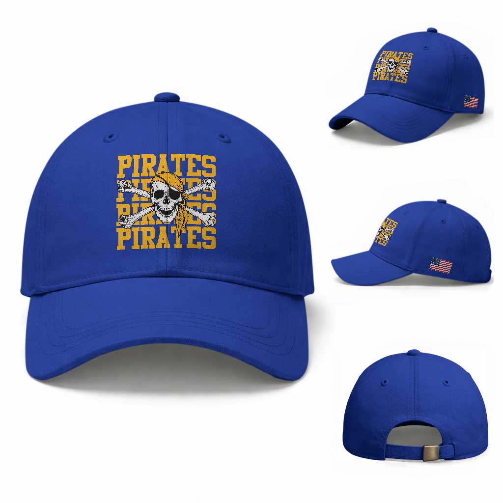 Retro Pirates Baseball Cap Vintage Retro Skull Crossbones Baseball Fans TS10 Baseball Cap Universal Fit Royal Blue Print Your Wear