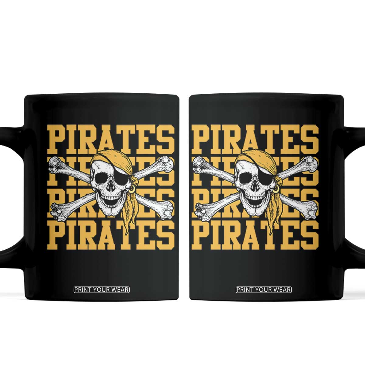 Retro Pirates Coffee Mug Vintage Retro Skull Crossbones Baseball Fans TS10 Black Print Your Wear