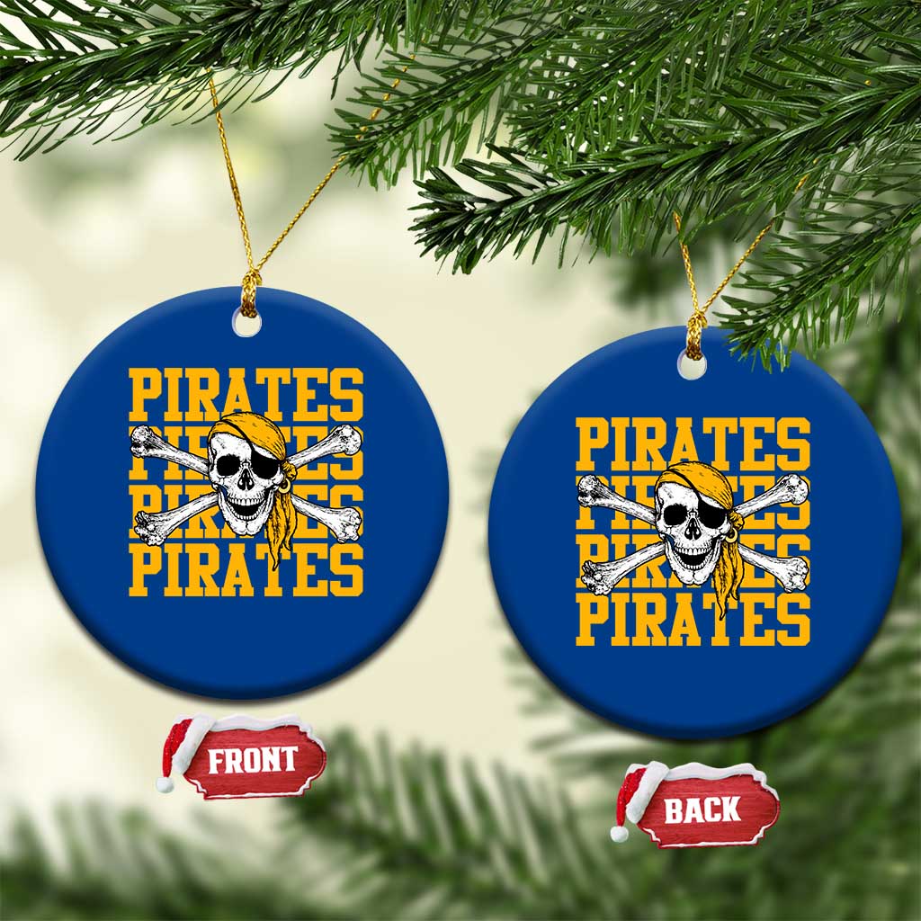 Retro Pirates Ceramic Ornament Vintage Retro Skull Crossbones Baseball Fans TS10 1pc Blue Print Your Wear