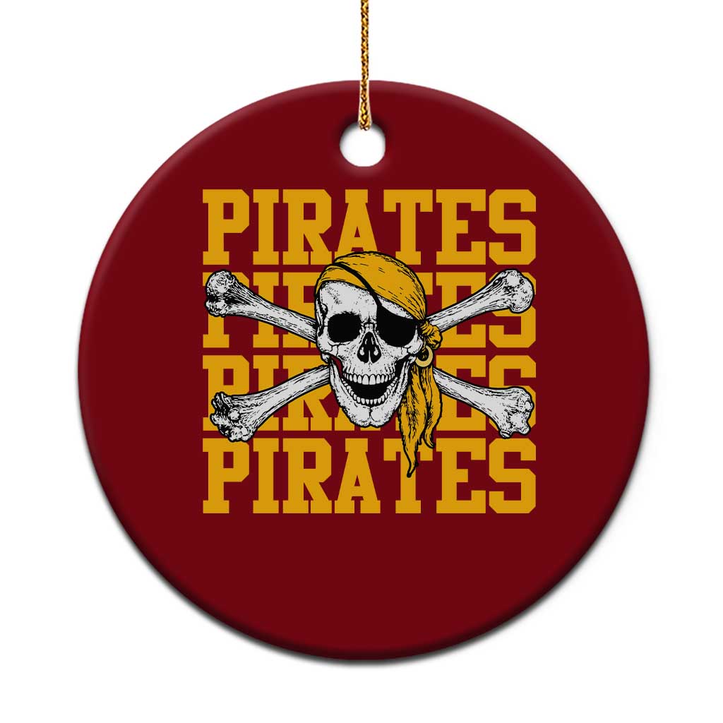 Retro Pirates Ceramic Ornament Vintage Retro Skull Crossbones Baseball Fans TS10 1pc Red Print Your Wear