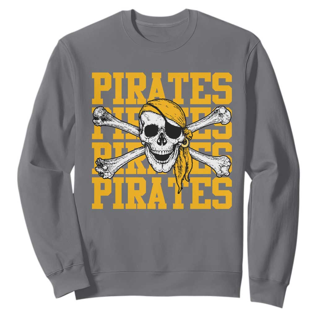 Retro Pirates Sweatshirt Vintage Retro Skull Crossbones Baseball Fans TS10 Charcoal Print Your Wear