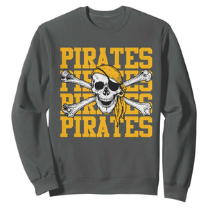 Retro Pirates Sweatshirt Vintage Retro Skull Crossbones Baseball Fans TS10 Dark Heather Print Your Wear