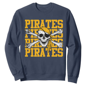 Retro Pirates Sweatshirt Vintage Retro Skull Crossbones Baseball Fans TS10 Navy Print Your Wear