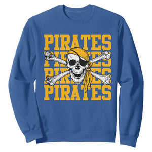 Retro Pirates Sweatshirt Vintage Retro Skull Crossbones Baseball Fans TS10 Royal Blue Print Your Wear