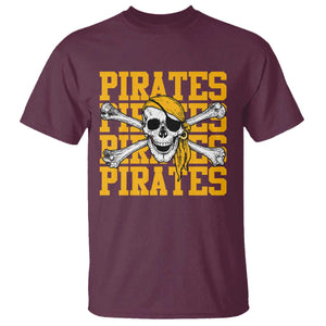 Retro Pirates T Shirt Vintage Retro Skull Crossbones Baseball Fans TS10 Maroon Print Your Wear