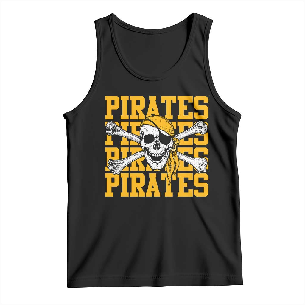 Retro Pirates Tank Top Vintage Retro Skull Crossbones Baseball Fans TS10 Black Print Your Wear