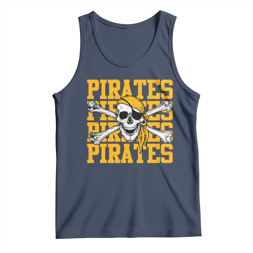 Retro Pirates Tank Top Vintage Retro Skull Crossbones Baseball Fans TS10 Navy Print Your Wear