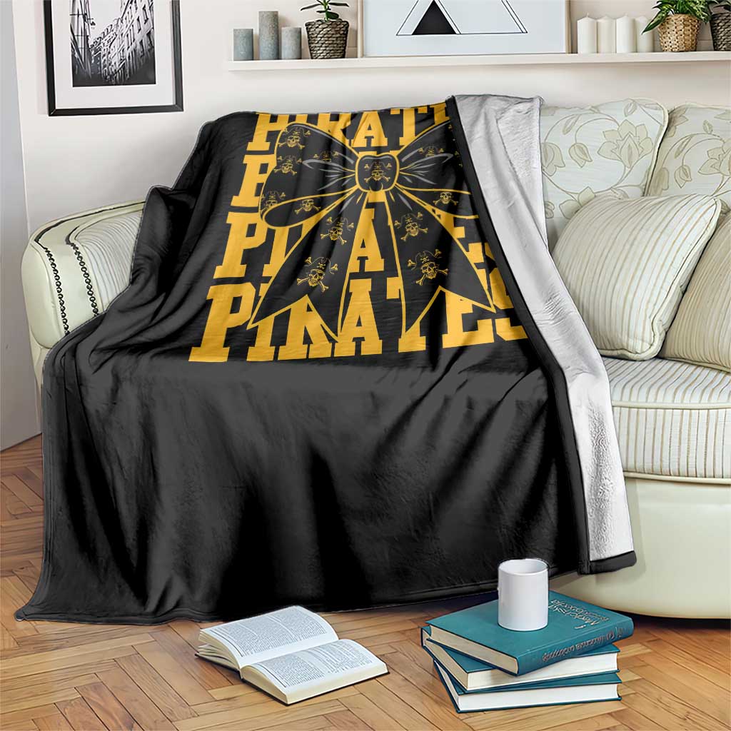 Pirates Coquette Bow Throw Blanket Retro Sports Style Pirate Skull TS10 Print Your Wear
