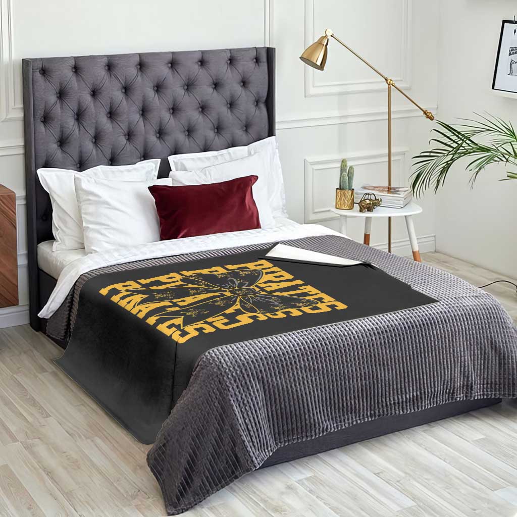 Pirates Coquette Bow Throw Blanket Retro Sports Style Pirate Skull TS10 Print Your Wear