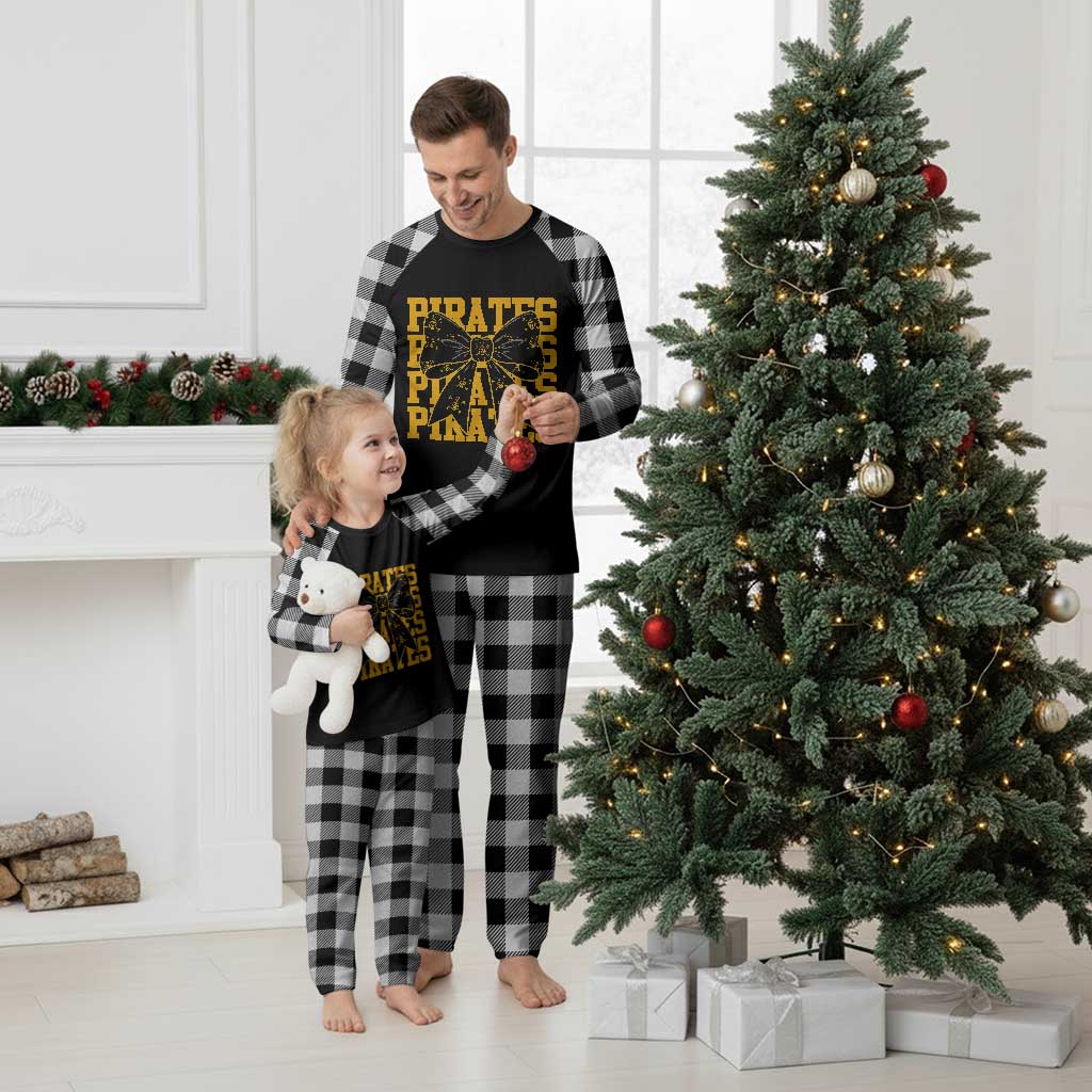 Pirates Coquette Bow Plaid Pajama Set Retro Sports Style Pirate Skull TS10 White Plaid Print Your Wear