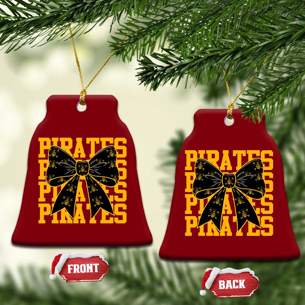 Pirates Coquette Bow Ceramic Ornament Retro Sports Style Pirate Skull TS10 Print Your Wear