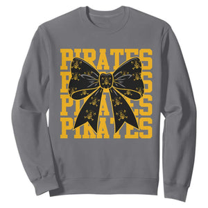 Pirates Coquette Bow Sweatshirt Retro Sports Style Pirate Skull TS10 Charcoal Print Your Wear