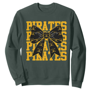 Pirates Coquette Bow Sweatshirt Retro Sports Style Pirate Skull TS10 Dark Forest Green Print Your Wear