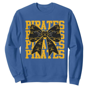 Pirates Coquette Bow Sweatshirt Retro Sports Style Pirate Skull TS10 Royal Blue Print Your Wear