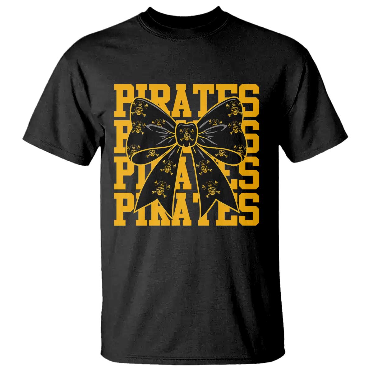 Pirates Coquette Bow T Shirt Retro Sports Style Pirate Skull TS10 Black Print Your Wear