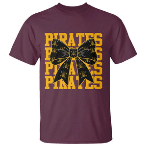 Pirates Coquette Bow T Shirt Retro Sports Style Pirate Skull TS10 Maroon Print Your Wear