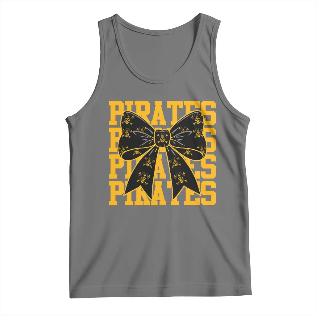 Pirates Coquette Bow Tank Top Retro Sports Style Pirate Skull TS10 Black Heather Print Your Wear