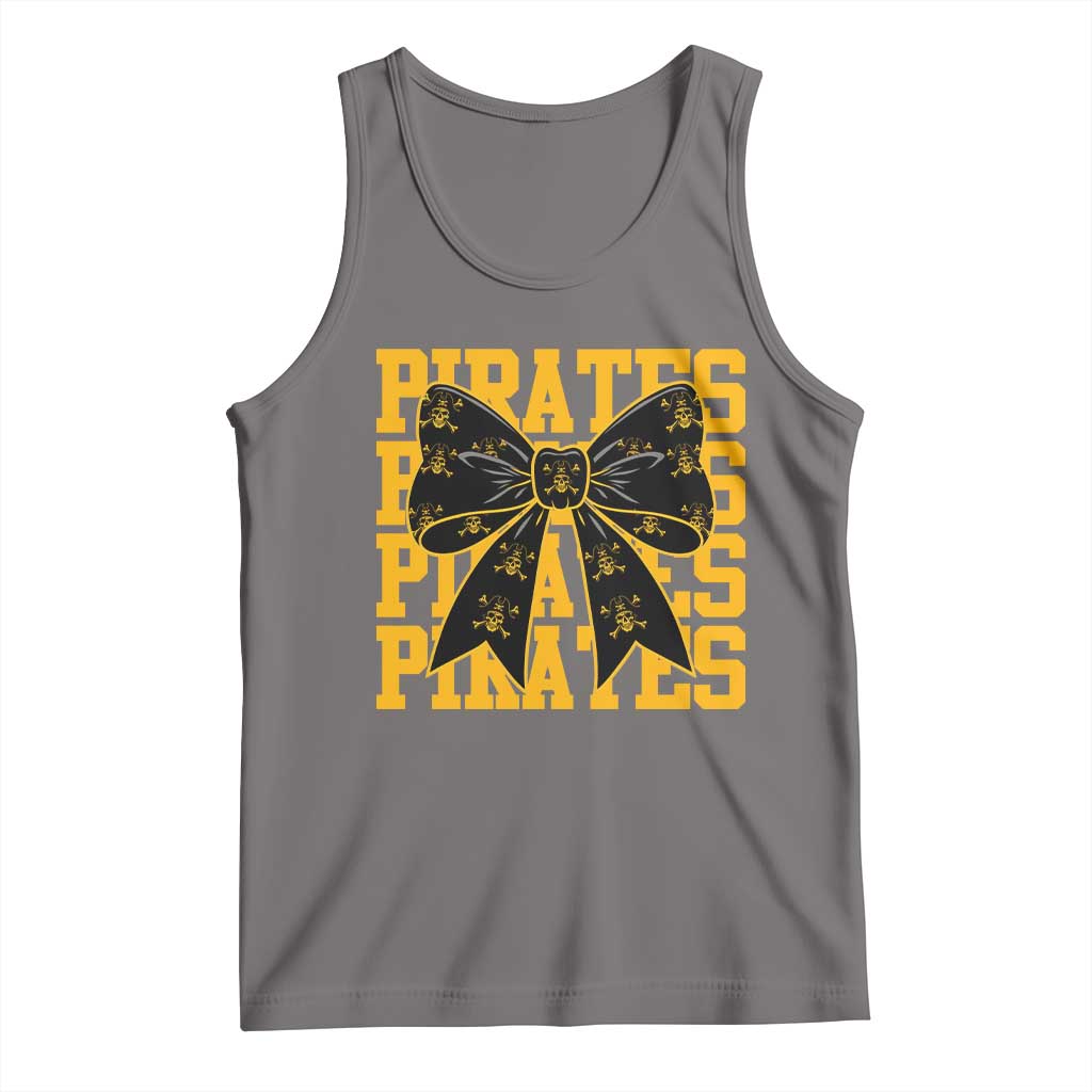 Pirates Coquette Bow Tank Top Retro Sports Style Pirate Skull TS10 Deep Heather Print Your Wear