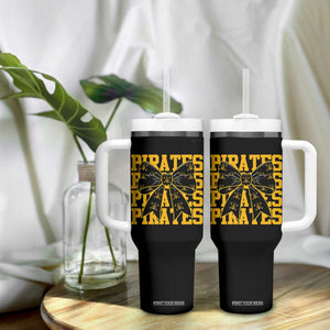 Pirates Coquette Bow Tumbler With Handle Retro Sports Style Pirate Skull TS10 Print Your Wear