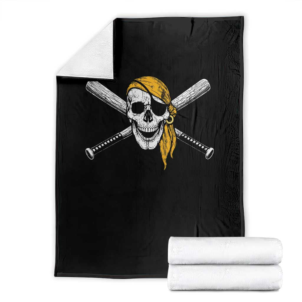 Baseball Pirate Skull Throw Blanket Retro Vintage Cross Baseball Bats TS10 Black Print Your Wear