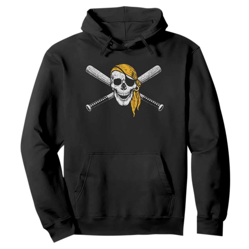 Baseball Pirate Skull Hoodie Retro Vintage Cross Baseball Bats TS10 Black Print Your Wear