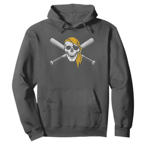 Baseball Pirate Skull Hoodie Retro Vintage Cross Baseball Bats TS10 Dark Heather Print Your Wear