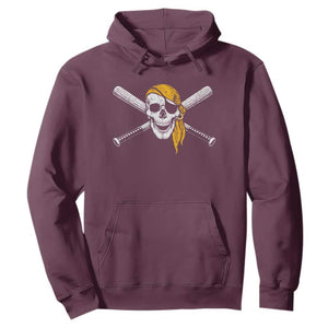 Baseball Pirate Skull Hoodie Retro Vintage Cross Baseball Bats TS10 Maroon Print Your Wear