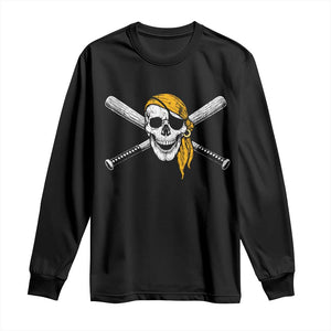 Baseball Pirate Skull Long Sleeve Shirt Retro Vintage Cross Baseball Bats TS10 Black Print Your Wear